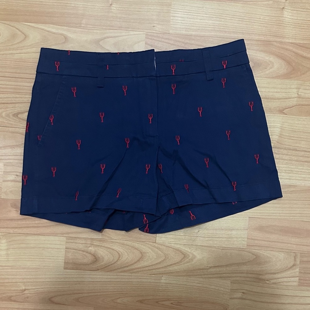 Navy British Khaki Shorts with Lobsters Embroidered